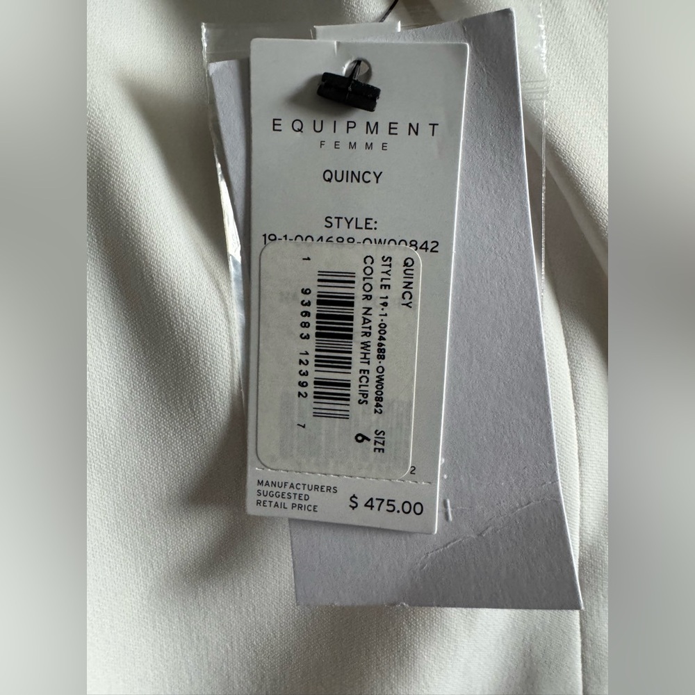 Equipment Quincy Blazer Nature White Eclipse Black Lapel & Trim Women’s Size 6 - Picture 6 of 16